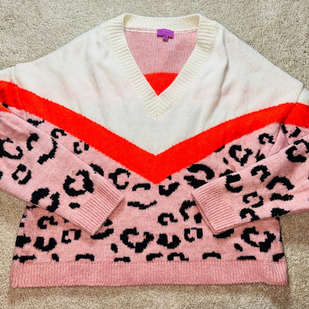 Sybil Animal Print Color Block Pullover Style: GBVTK003 - Picture 2 of 6